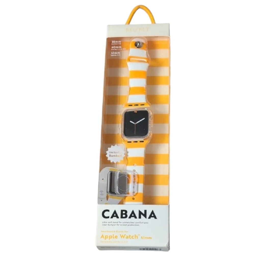 MVMT Cabana Apple Watch 41mm Band Series 9-7 Gold/White